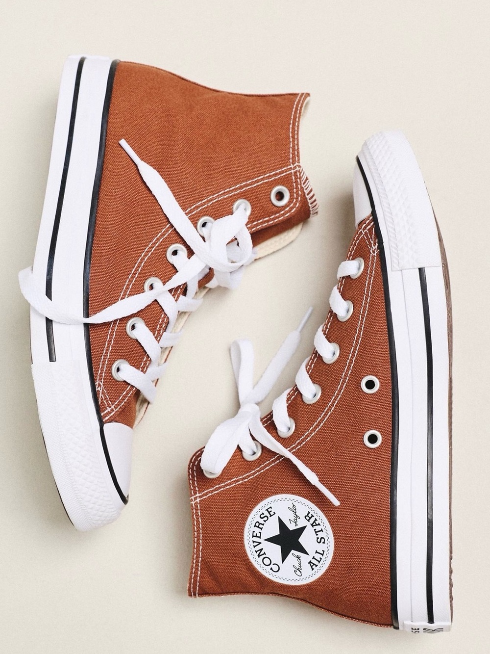 Converse High Top Sneakers - Rust Brown & White - Picture 2 of 5